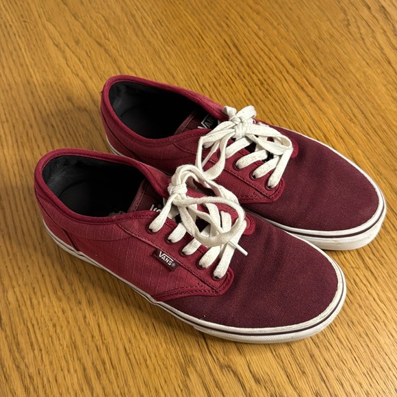 VANS Men's Atwood Sneakers Oxblood Burgundy White Rip Stop Fabric Skate Size 7.5 - Picture 6 of 13